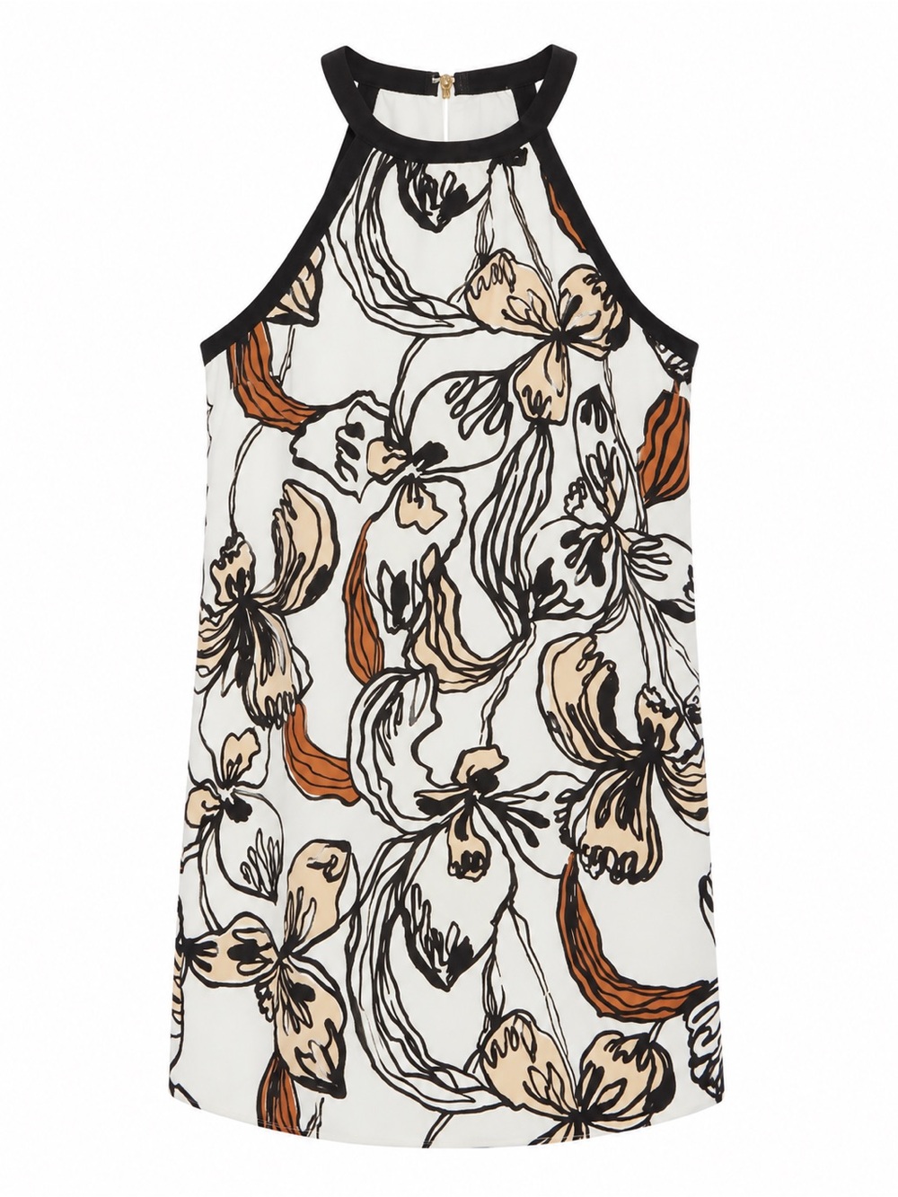 NWT Lilly Pulitzer White Floral Halter Romper with Black and Tan Accents